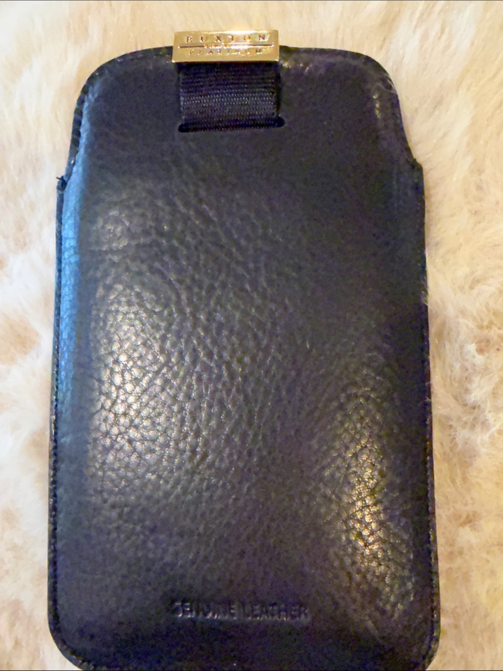 Buxton Black Leather Slide Credit Card Sleeve
